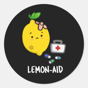 Lemon aid Funny First Aid Lemon Pun Mörk BG Runt Klistermärke