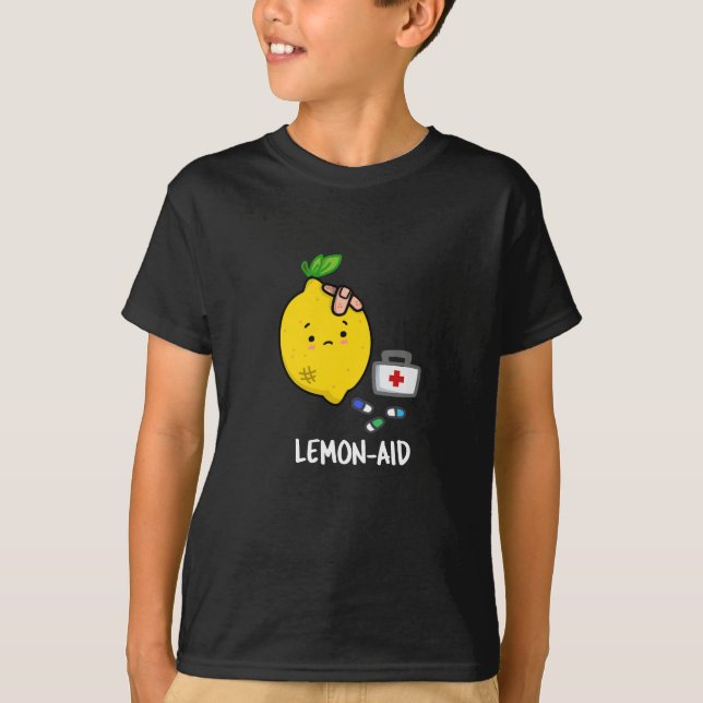 Lemon aid Funny First Aid Lemon Pun Mörk BG T Shirt (Framsida)