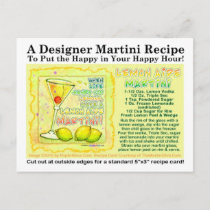 Lemon Aide Martini Recipe-vykort Vykort