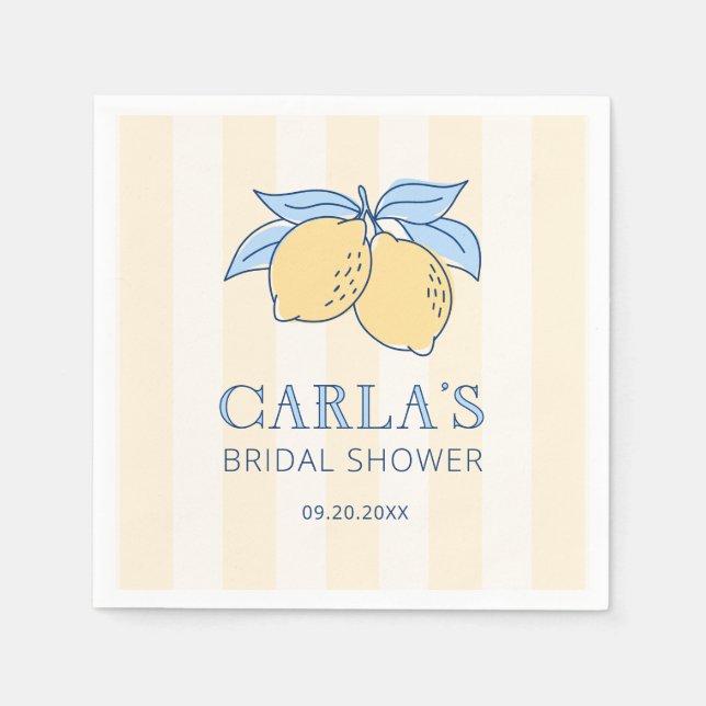Lemon Amalfi Bridal Shower Pappersservett (Framsidan)