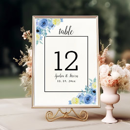 Lemon and Blue Mediterranean Wedding Bordsnummer