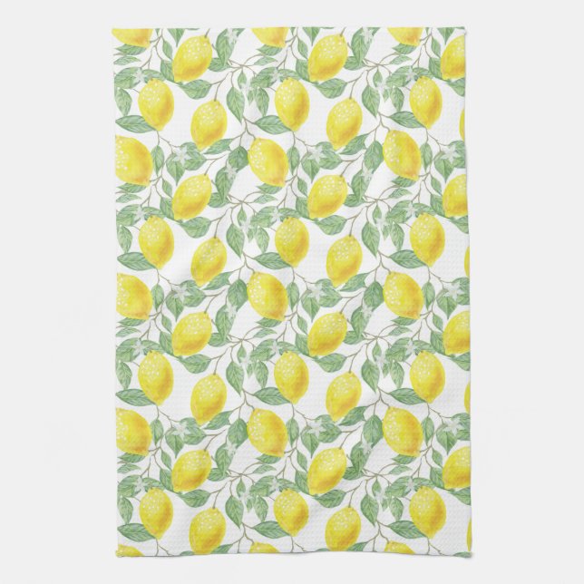 Lemon and Leaves Pattern Kökshandduk (Vertikal)