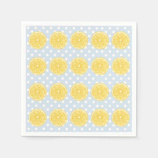 Lemon and Light Blue Summer Napkins Pappersservett (Framsidan)