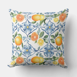 Lemon and Orange Mediterranean Throw Pillow Kudde