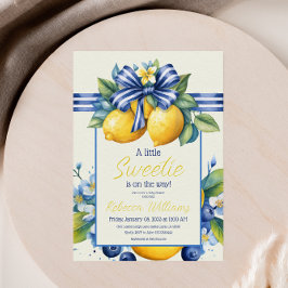 Lemon Baby Baby Bow Tile Lemon Baby Shower Inbjudningar