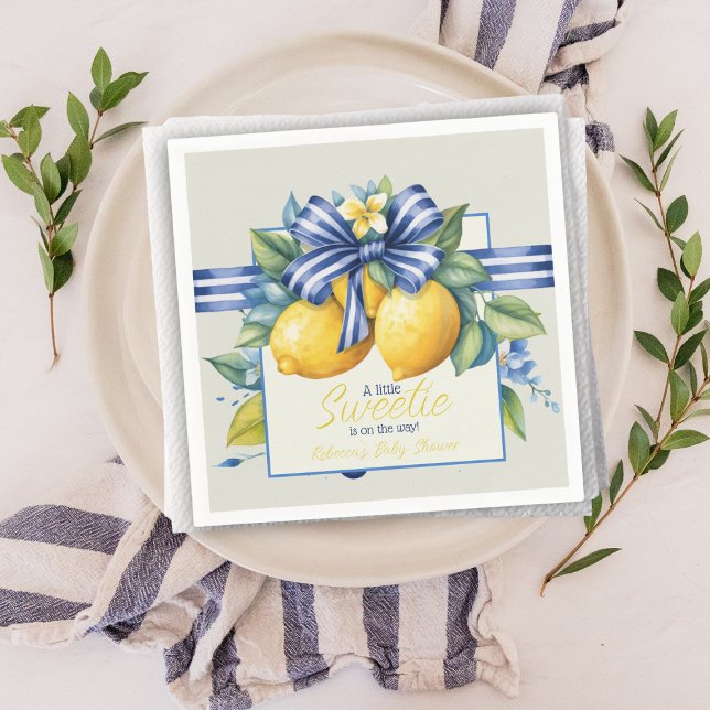 Lemon Baby Baby Bow Tile Lemon Baby Shower Pappersservett (Skapare uppladdad)