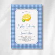 Lemon Baby Blå Rutig Baby Shower