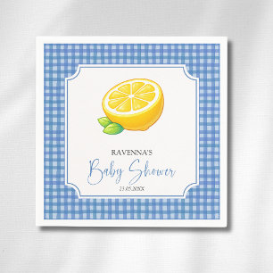 Lemon Baby Blå Rutig Baby Shower Pappersservett