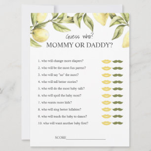 Lemon Baby dusch-mamma eller pappa gissa vem Inbjudningar