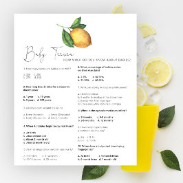 Lemon baby shower Baby Trivia-spel