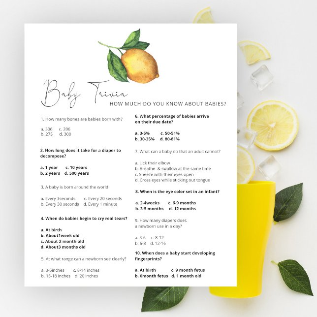 Lemon baby shower Baby Trivia-spel (Skapare uppladdad)
