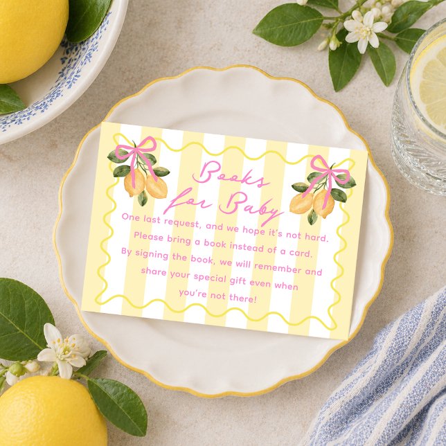Lemon Baby Shower Böcker för Baby Inclosure Kort (Lemon Baby Shower Books for Baby Enclosure Card)