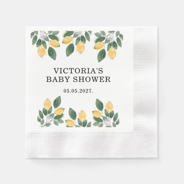 Lemon Baby Shower Candy Pappersservett (Framsidan)