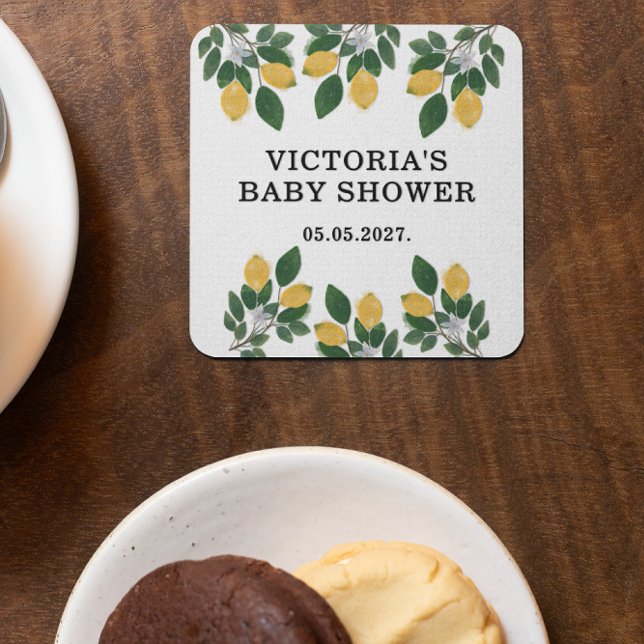 Lemon Baby Shower Candy Underlägg Papper Kvadrat (Skapare uppladdad)