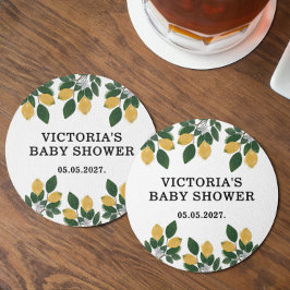Lemon Baby Shower Candy Underlägg Papper Rund
