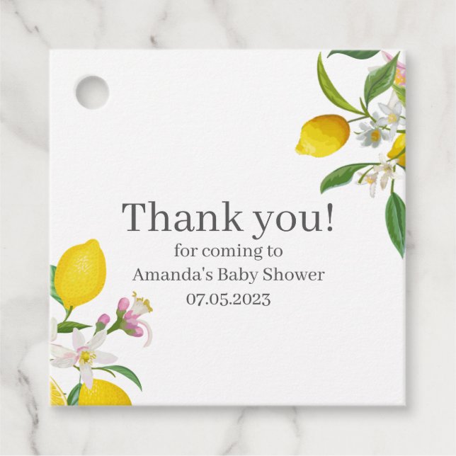 Lemon Baby Shower, Ciao Baby, italienska Theme Gåvor Etiketter (Framsida)