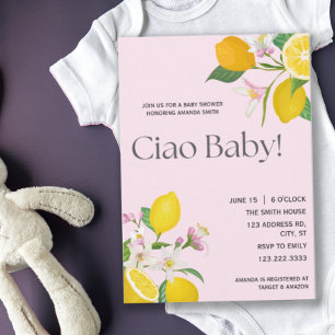 Lemon Baby Shower, Ciao Baby, italienska Theme Inbjudningar