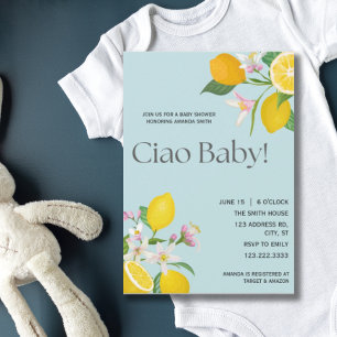 Lemon Baby Shower, Ciao Baby, italienska Theme Inbjudningar