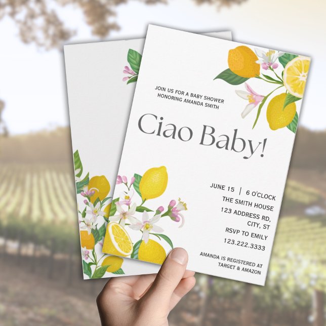 Lemon Baby Shower, Ciao Baby, italienska Theme Inbjudningar (Skapare uppladdad)