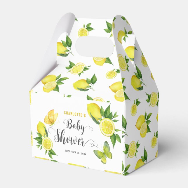 Lemon Baby Shower Cute Citrus Botanical Anpassning Presentaskar (Framsidan Sidan)