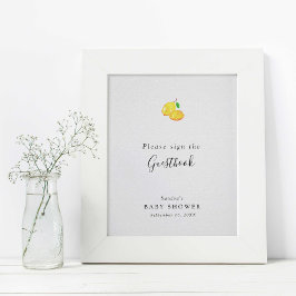 Lemon Baby Shower Elegant Guestbook-signatur - min Poster
