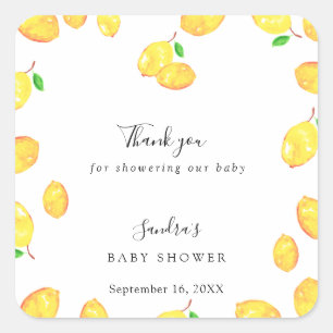 Lemon Baby Shower Elegant Tack för Ram Fyrkantigt Klistermärke