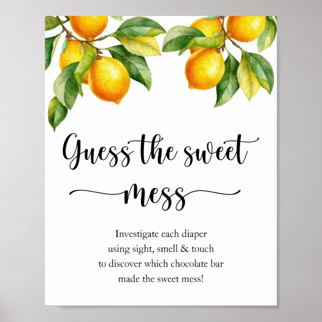 Lemon Baby Shower Game gissel Sweet  Poster (Framsidan)