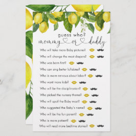 Lemon Baby Shower "gissa vem"-spel