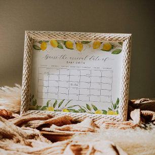 Lemon Baby Shower gissar förfallodatumkalender Poster