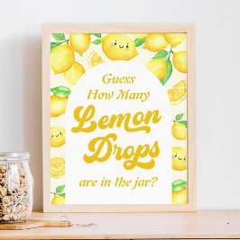 Lemon Baby Shower gissar hur många citrondroppar Poster
