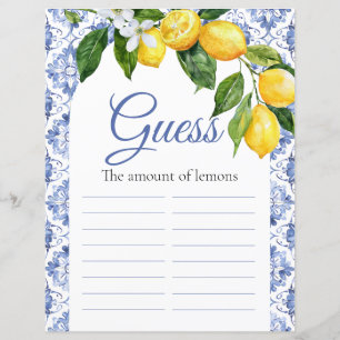 Lemon Baby Shower gissning för den blå plattan i M