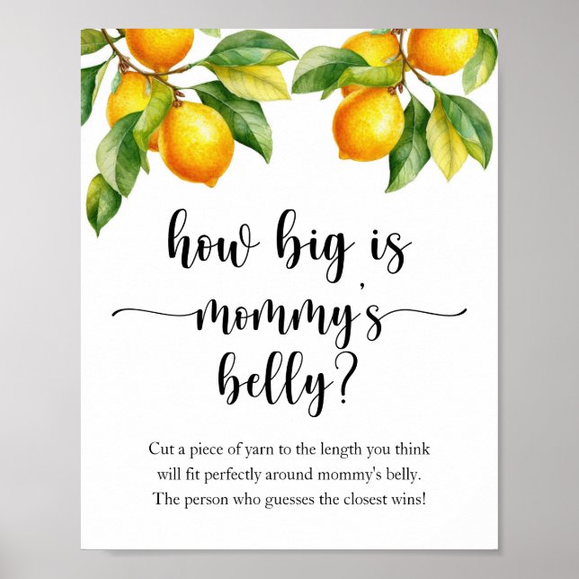 Lemon Baby Shower Hur stor är Mamma Belly Game? Poster (Framsidan)