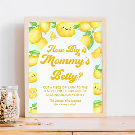 Lemon Baby Shower Hur stort är Mamma Belly Game? Poster