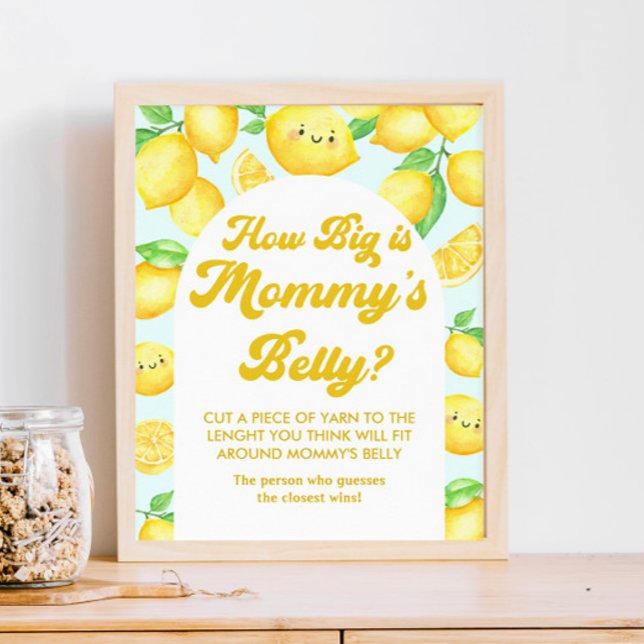 Lemon Baby Shower Hur stort är Mamma Belly Game? Poster (Skapare uppladdad)