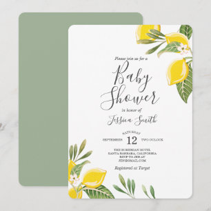 Lemon Baby Shower-inbjudan Boho Citrus Rustic Inbjudningar