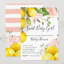 Lemon Baby Shower-inbjudan för Flicka