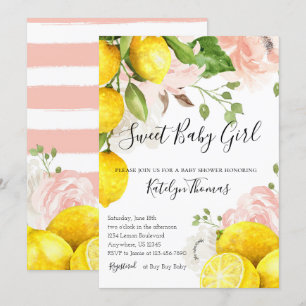 Lemon Baby Shower-inbjudan för Flicka Inbjudningar