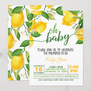 Lemon Baby Shower-inbjudan - Oh Baby Inbjudningar