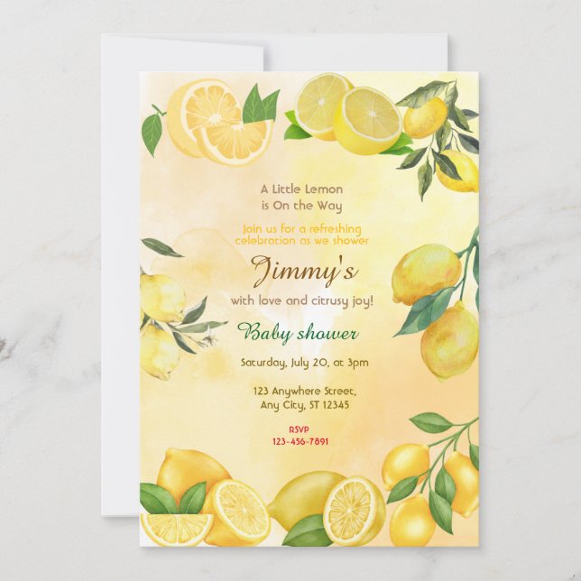 Lemon Baby Shower Inbjudningar (Framsida)