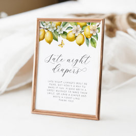Lemon Baby Shower Late Night Diaper Poster