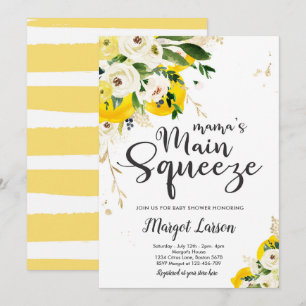 Lemon Baby Shower Mamma, huvudköldskoppling för ba Inbjudningar