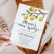 Lemon Baby Shower Mamma Main Squeeze-inbjudan