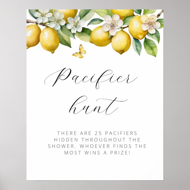 Lemon Baby Shower Nappar Hunt Poster (Framsidan)
