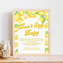 Lemon Baby Shower Säg inte Baby-spel Poster