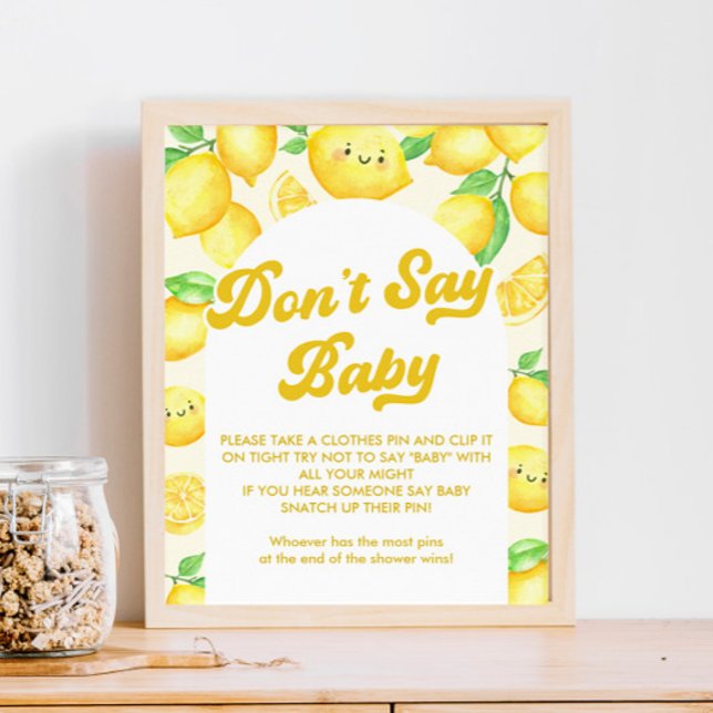 Lemon Baby Shower Säg inte Baby-spel Poster (Skapare uppladdad)