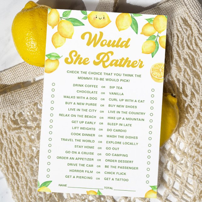 Lemon Baby Shower, skulle hon hellre spela? (Skapare uppladdad)