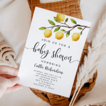 Lemon Baby Shower Summer Watercolor Citrus