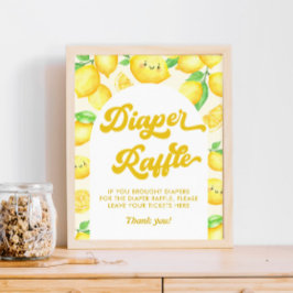 Lemon Baby Shower-tema Diaper Raffle Poster