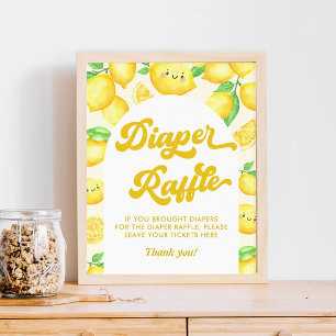 Lemon Baby Shower-tema Diaper Raffle Poster