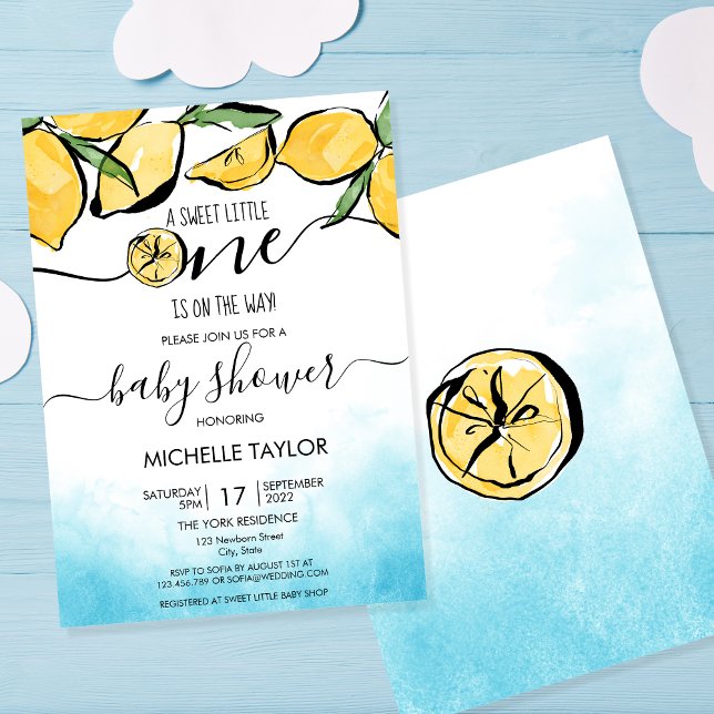 Lemon Baby Shower Watercolor Gender Neutral Invit Inbjudningar (Skapare uppladdad)